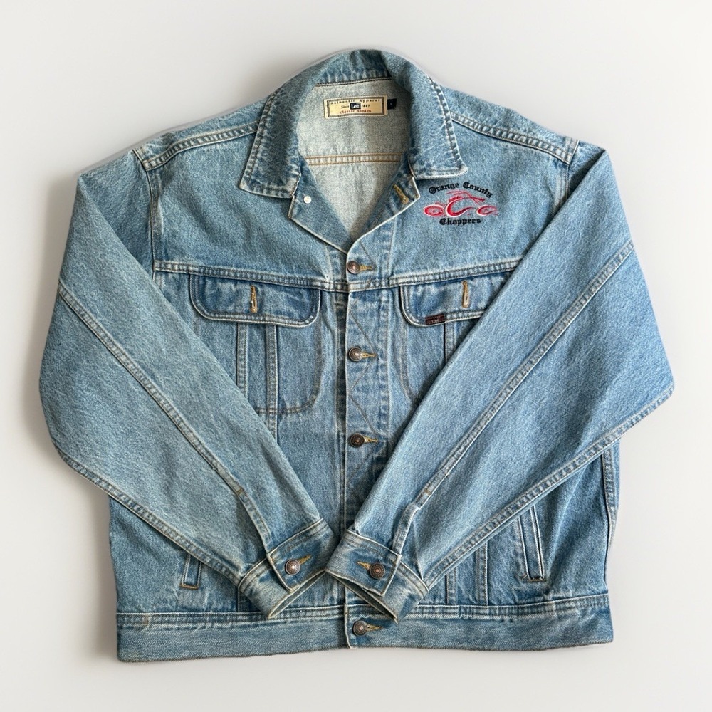 Orange County Choppers Embroidered Lee‎ Denim Jean Jacket Vintage Men's Large